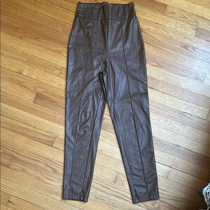 SHEIN Brown Faux leather Skinny High-Waisted Pants